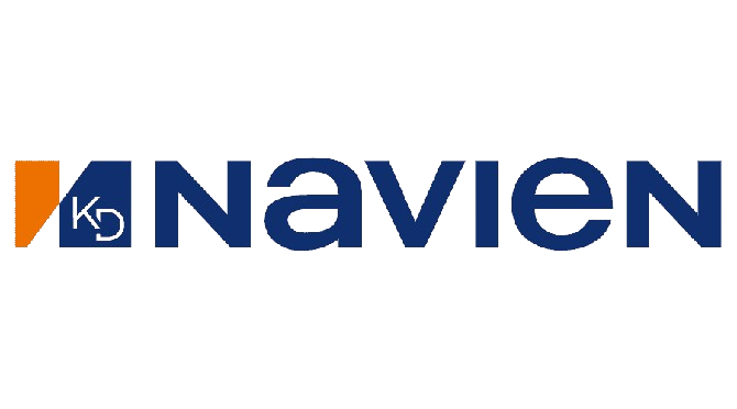 Navien logo with blue lettering and orange-blue emblem on a white background
