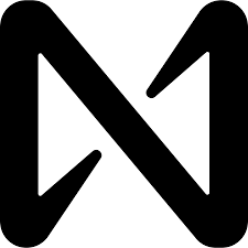 A black and white silhouette of a letter m on a white background.