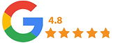 Google rating of 4.8 stars with five orange stars