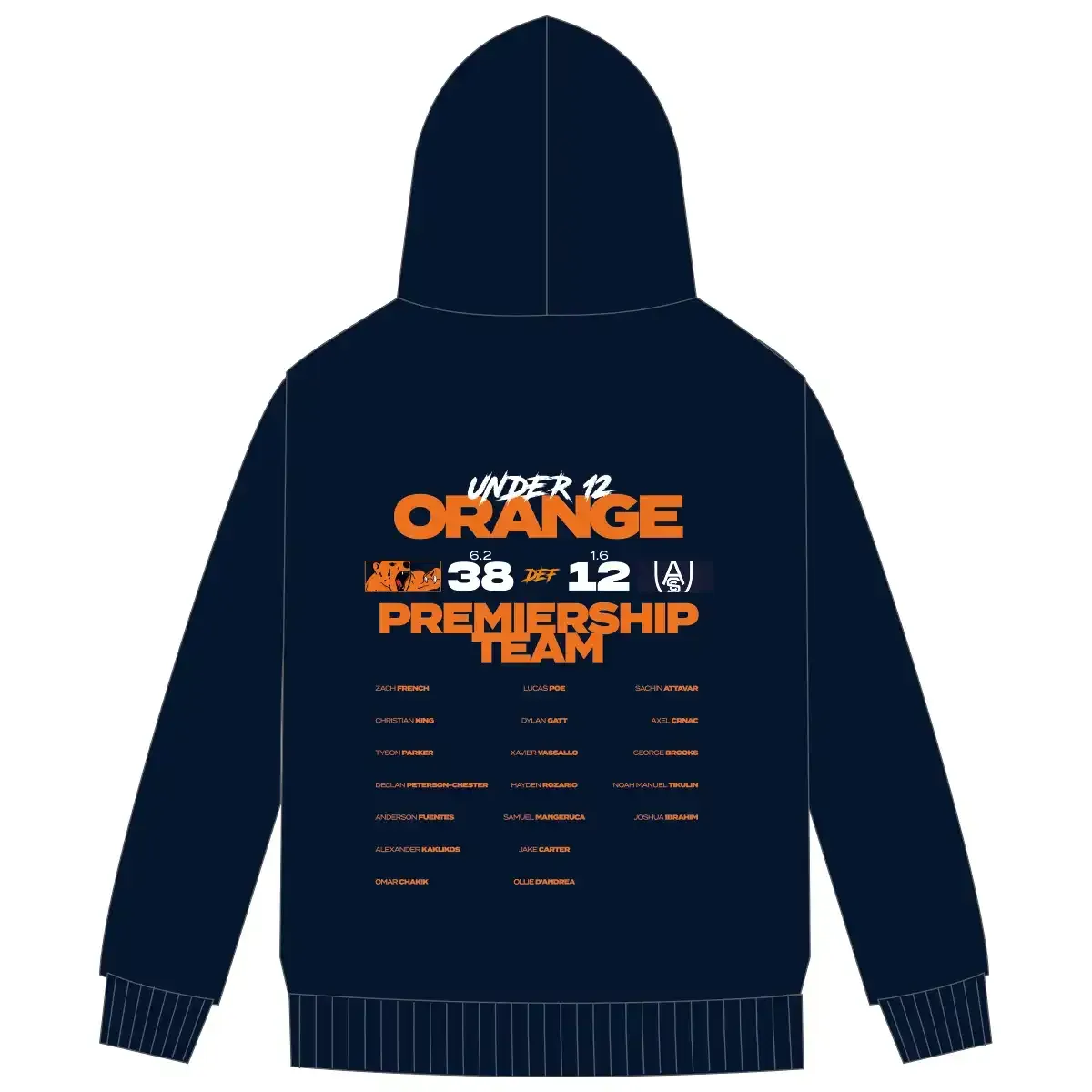 Premiership Hoodie - U12 Orange - Adult