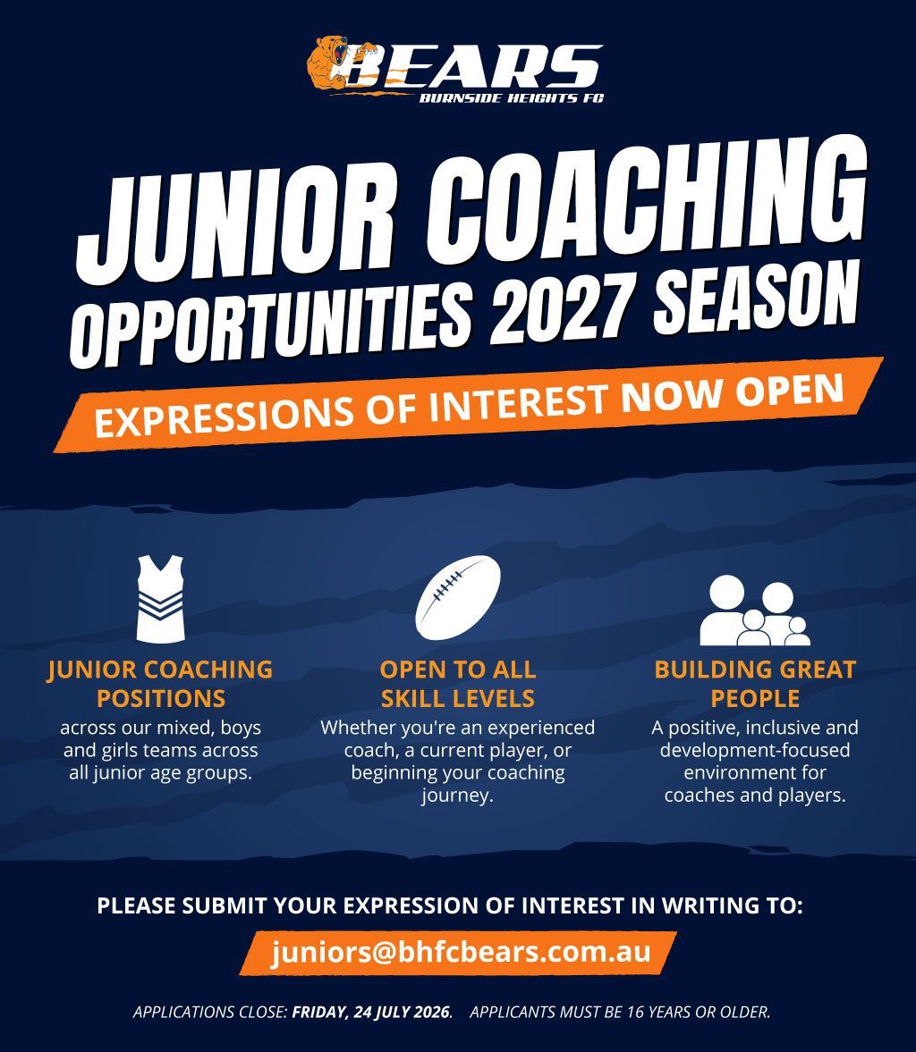 Burnside Bears Junior Coaching Positions