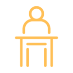 Orange line icon of a person visiting a detention center