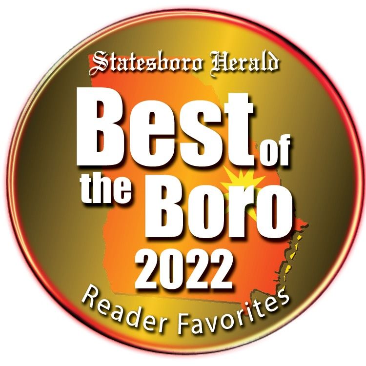 Statesboro Herald Best of the Boro 2022 Reader Favorites badge in gold and red