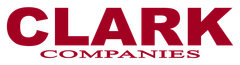 Clark Companies logo in red and white, with bold CLARK text above smaller COMPANIES text.