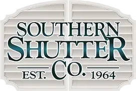 Southern Shutter Co. logo with white shutters and teal text, est. 1964