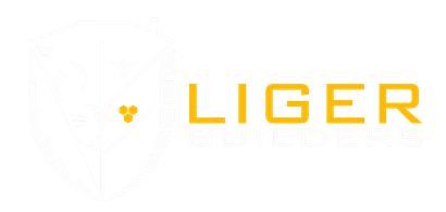 LIGER logo with a gold lion icon and gold text on a white background