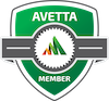 A green and white shield with the words avetta member on it.