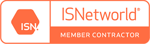 An orange and white isnetworld member contractor logo