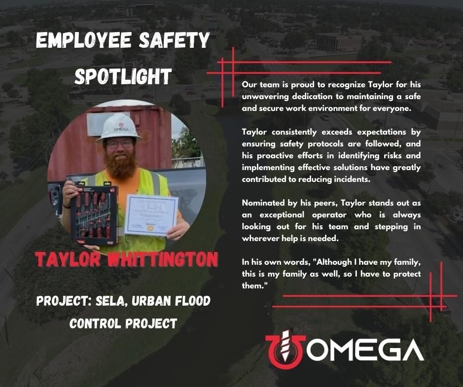 An employee safety spotlight poster for taylor whitington