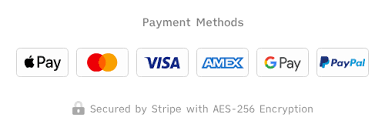 Payment Methods: Apple Pay Mastercard Visa Paypal