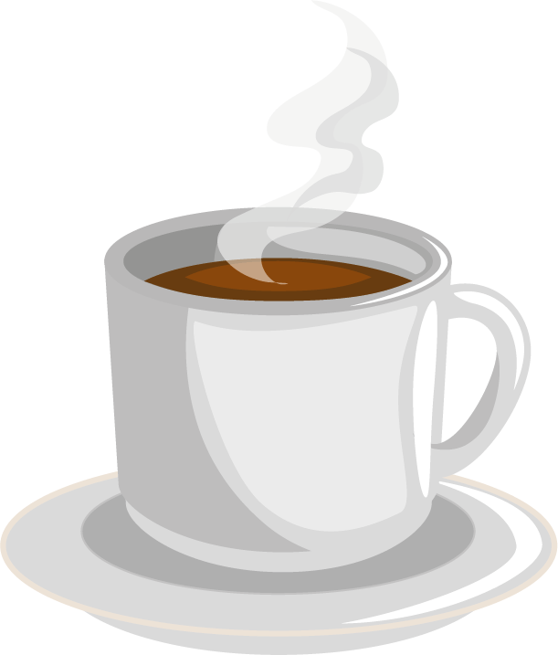 Een kopje koffie op een schoteltje waar stoom uit komt