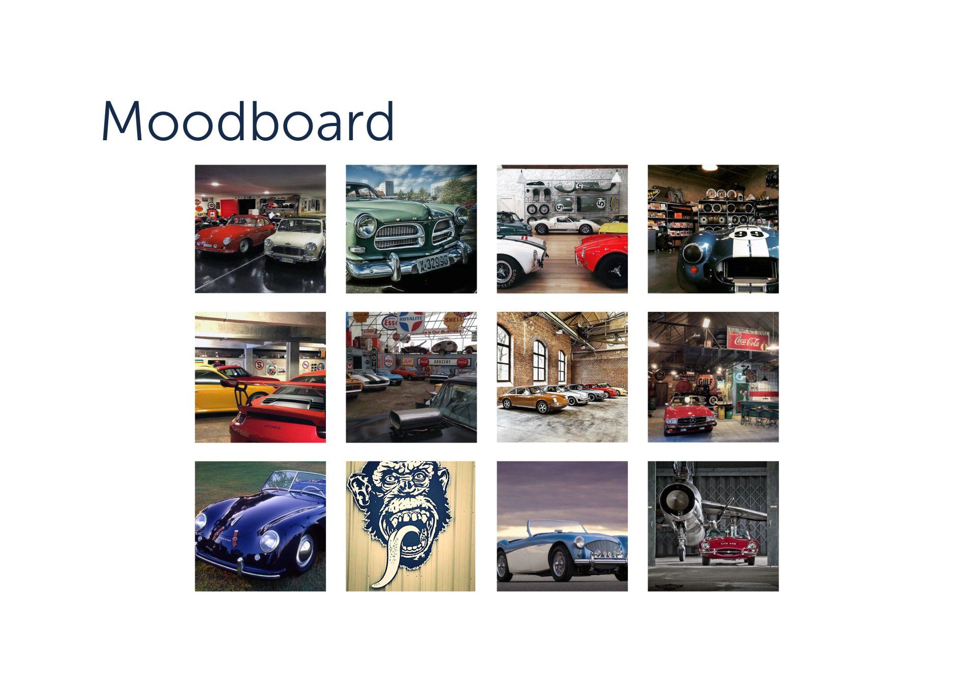 Een collage van foto's van auto's op een witte achtergrond.