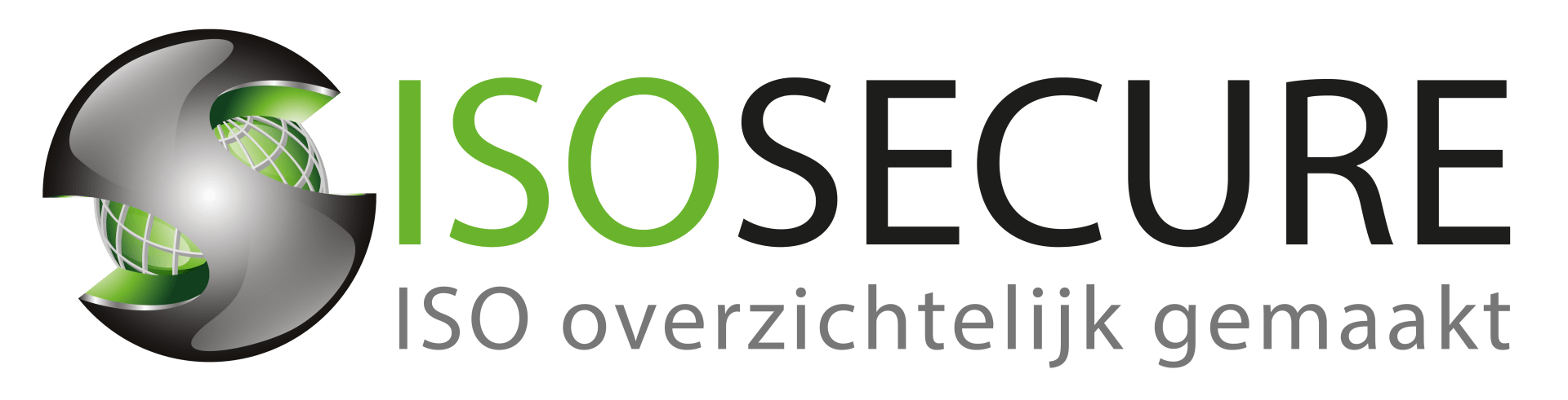 Een logo voor isosecure met een wereldbol erop