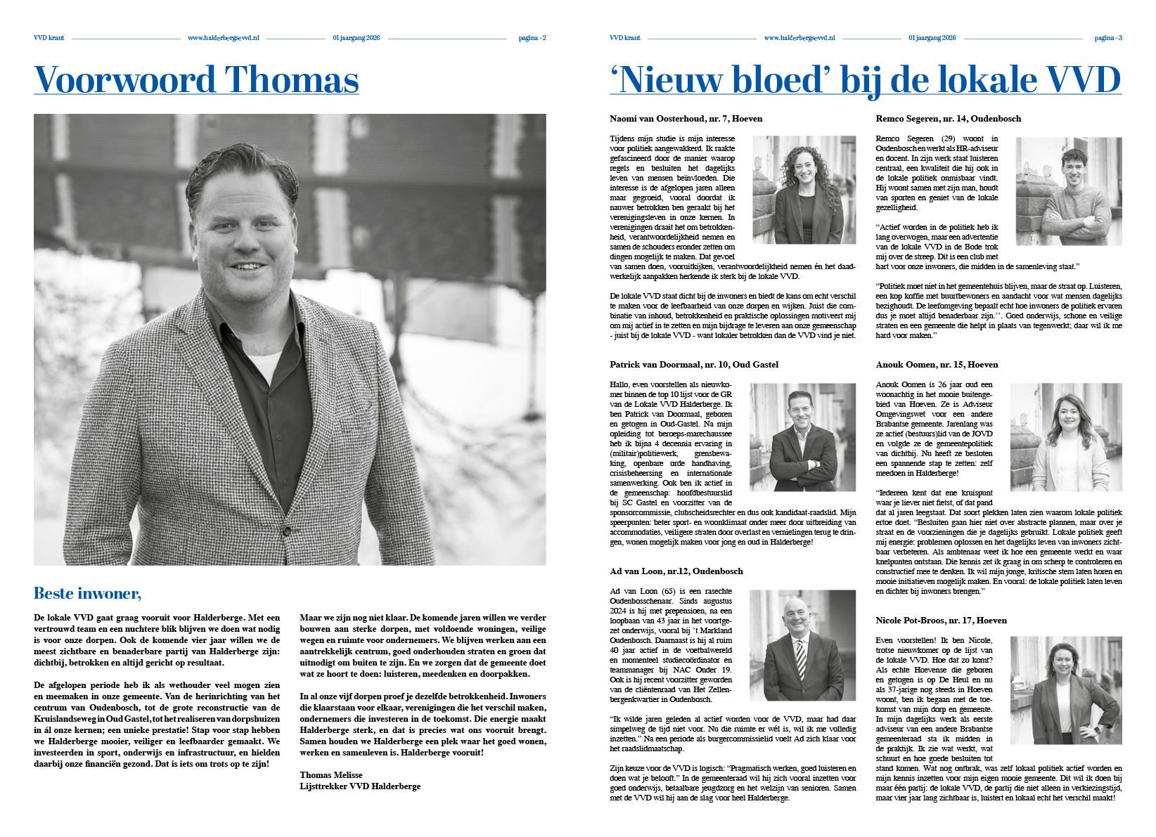 Een tijdschrift is opengeslagen op een pagina waarop staat eigen inwoners