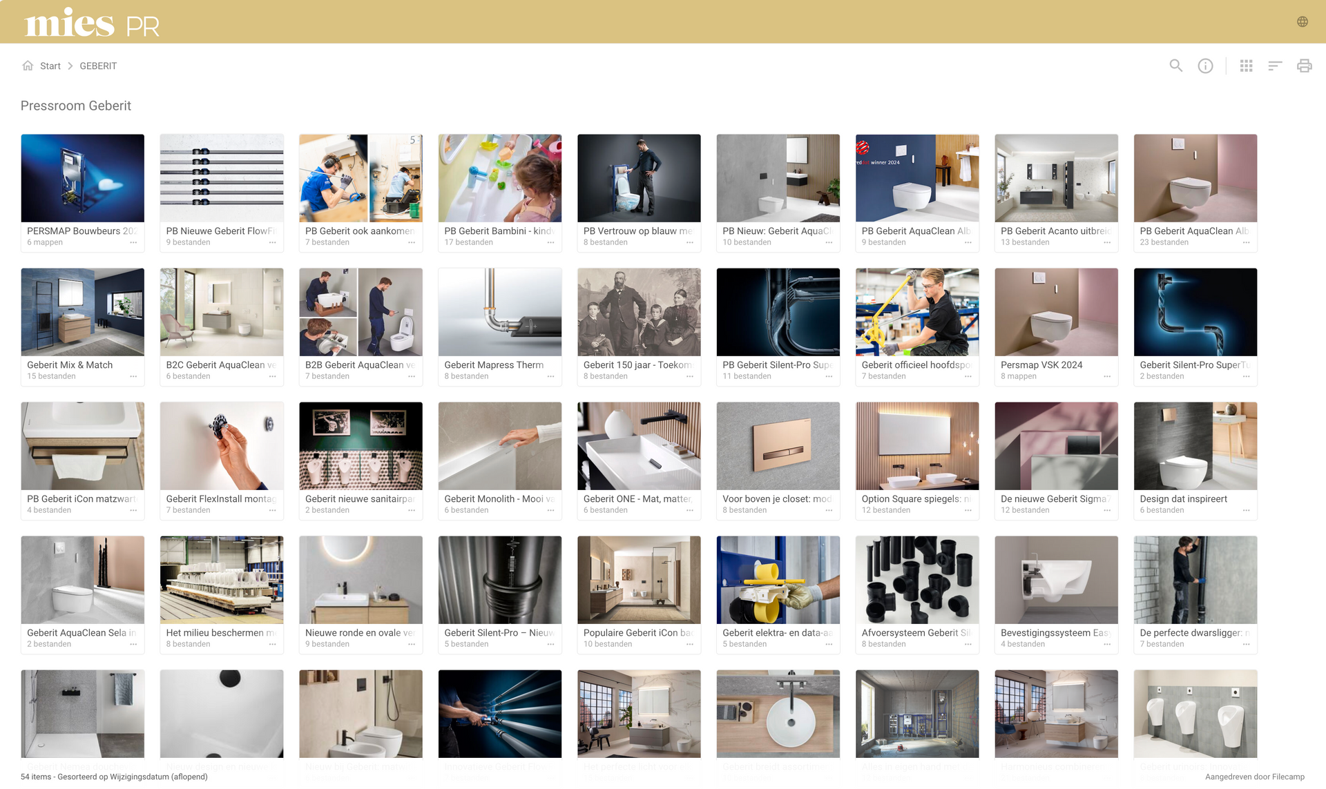 Een screenshot van een website met veel foto's erop.