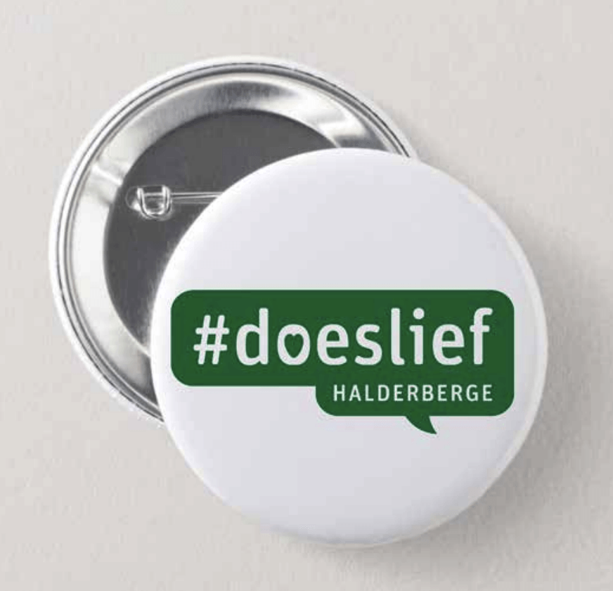 Een knop met de tekst #doeslief erop