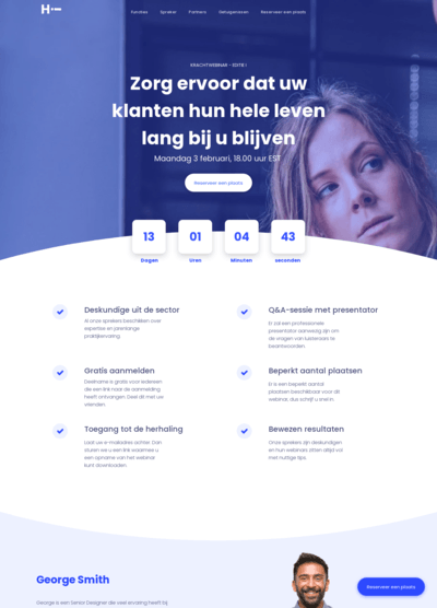 A screenshot of a website that says zorg er voor dat uw klanten hun hele leven lang bij u blijven