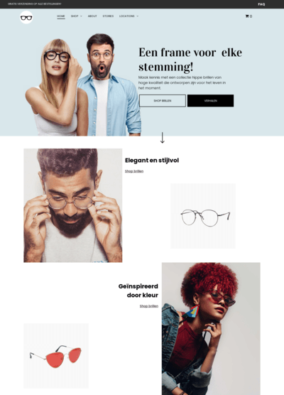 Een man en een vrouw dragen een bril op een website.