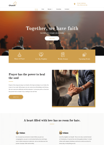 Een website voor een kerk die samengeroepen wordt, we hebben geloof