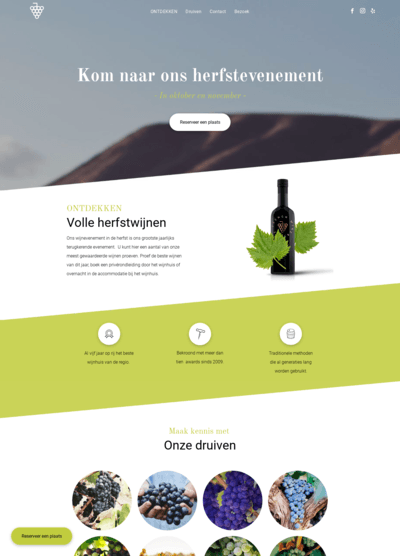 Een website met een fles wijn erop