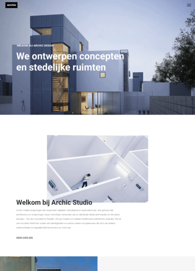Een screenshot van een website voor archie studio
