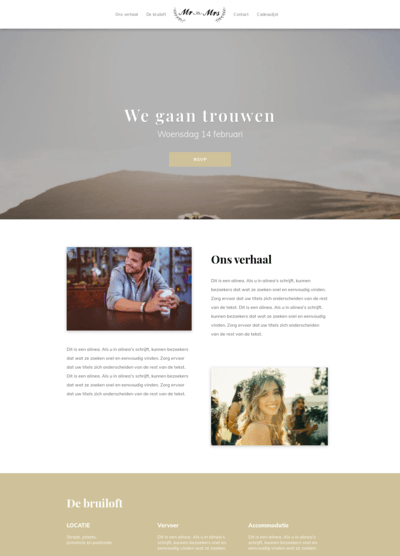 Een website met een man en een vrouw erop