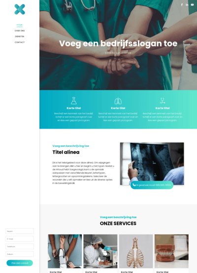 Een screenshot van een website voor een medisch bedrijf