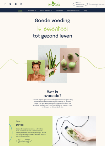 A website that says goede voeding is essentieel tot gezond leven