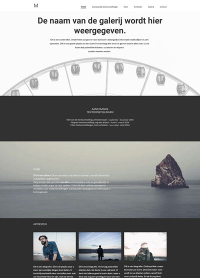 A blurred image of a website with the words de naam van de galerij wordt hier weergegeven