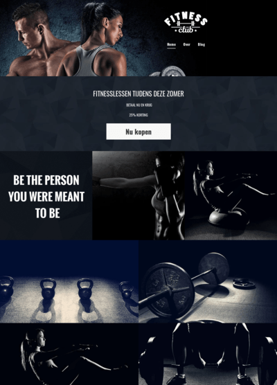 Een website voor een sportschool zegt wees de persoon die je bedoeld bent te zijn