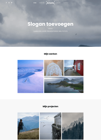 Een website met een slogan bovenaan