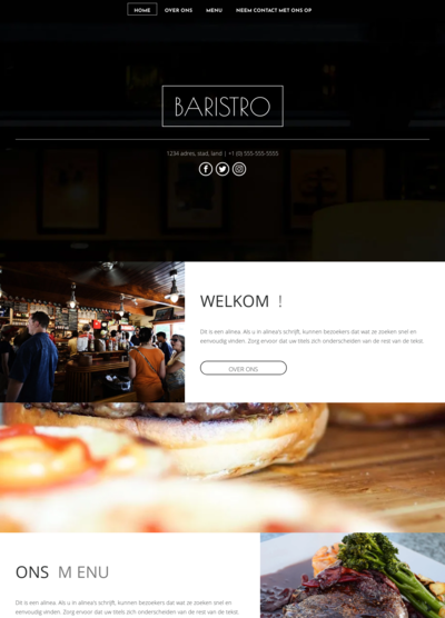 Een screenshot van een website voor een restaurant genaamd barbistro