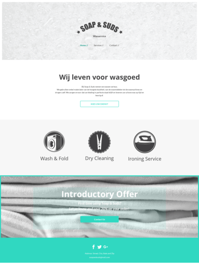 Een screenshot van een website voor zeep en eieren.