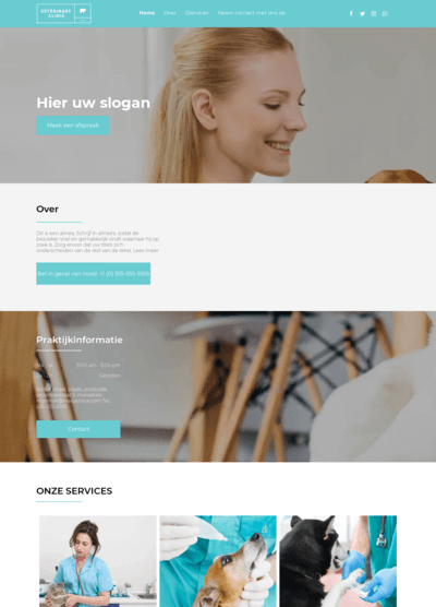 Een screenshot van een website voor een dierenkliniek