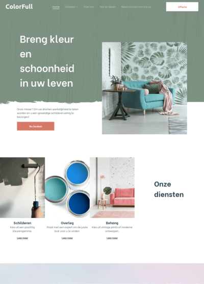 A screenshot of a website that says breng kleur en schoonheid in uw leven