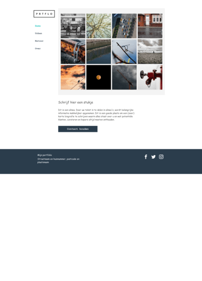 Een screenshot van een website met daarop een collage van foto's.