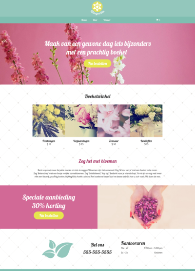 Een screenshot van een website voor een bloemenwinkel.