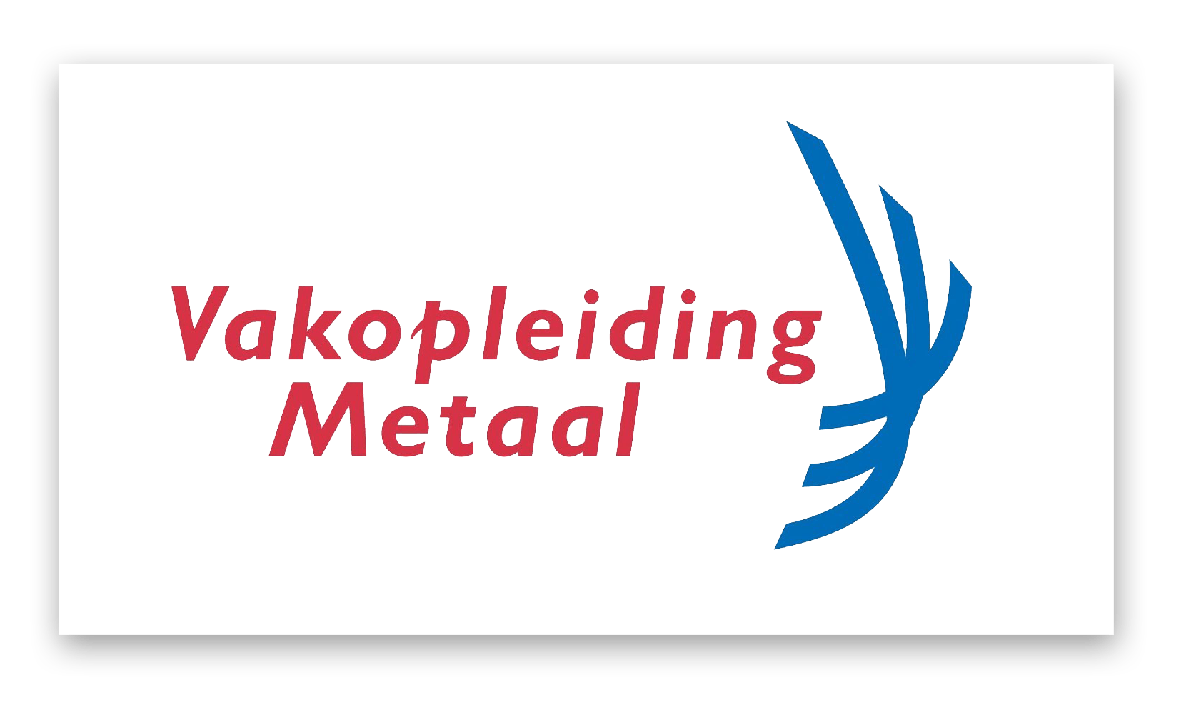 A blue and red logo for vakopleiding metaal