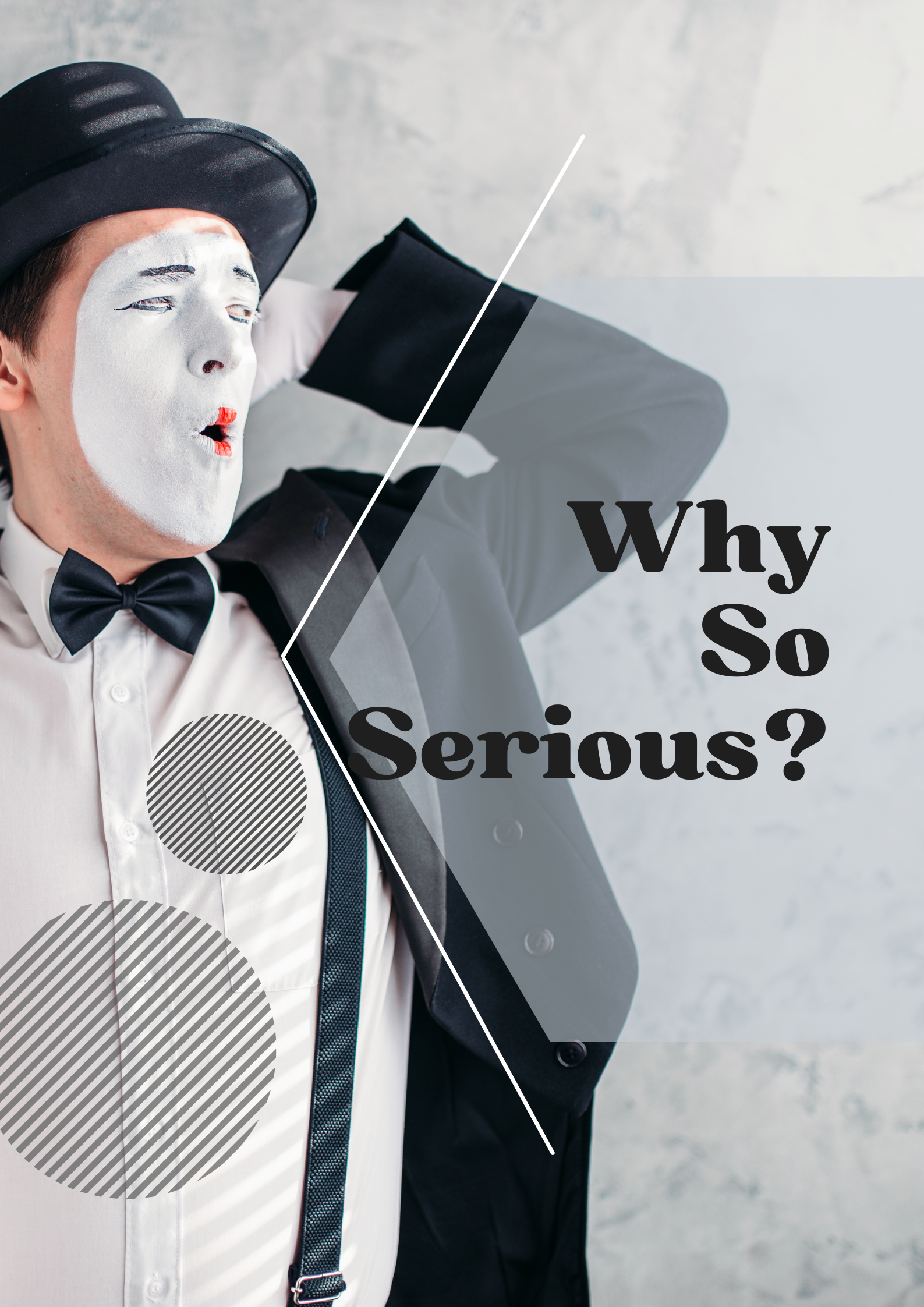 Mime in makeup and hat, surprised expression, 