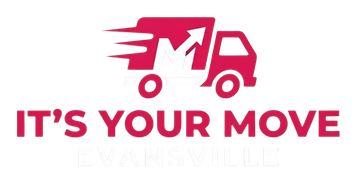 Pink moving truck logo with the words “IT’S YOUR MOVE” underneath
