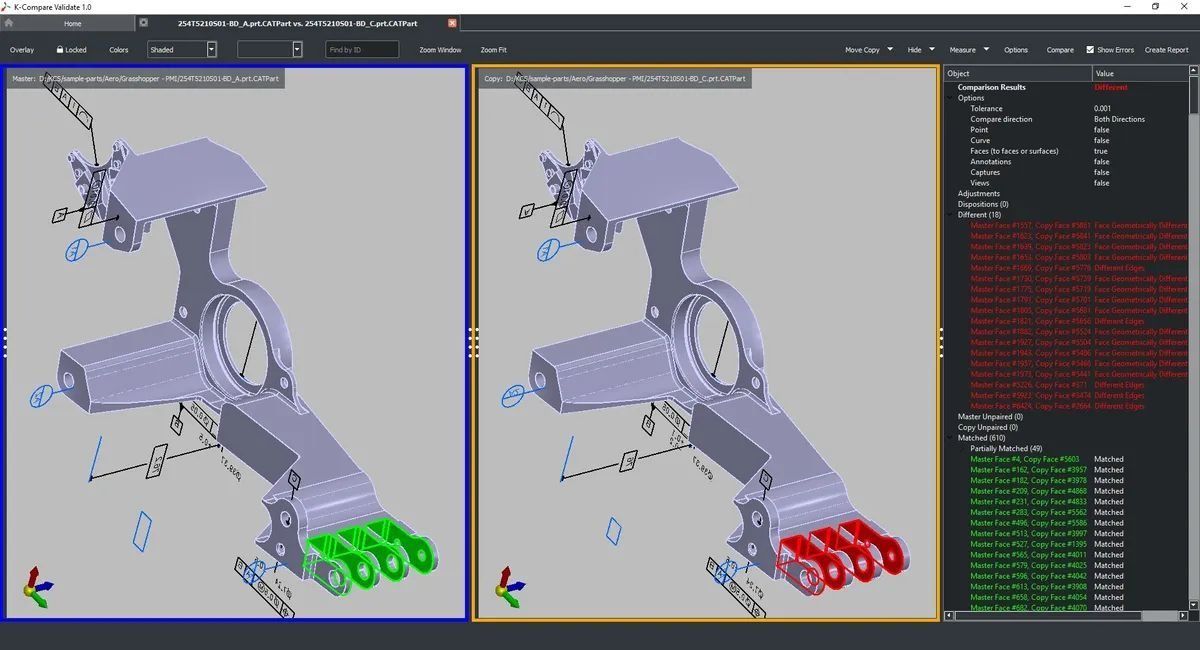 Kubotek Cosmos CAD revision comparison