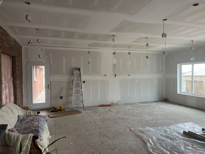 There is a ladder in the middle of the room.