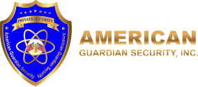 American Guardian Security, Inc. logo with a blue-and-gold shield emblem and bold gold text