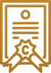 Gold certificate icon with ribbon and seal