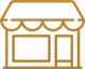 Orange storefront icon with awning and display windows