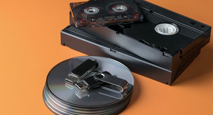 video cassettes and other medias on table