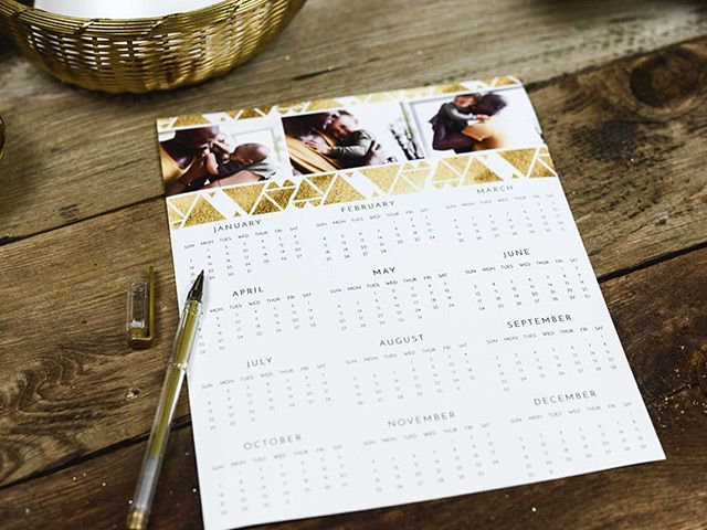 Calendar on table