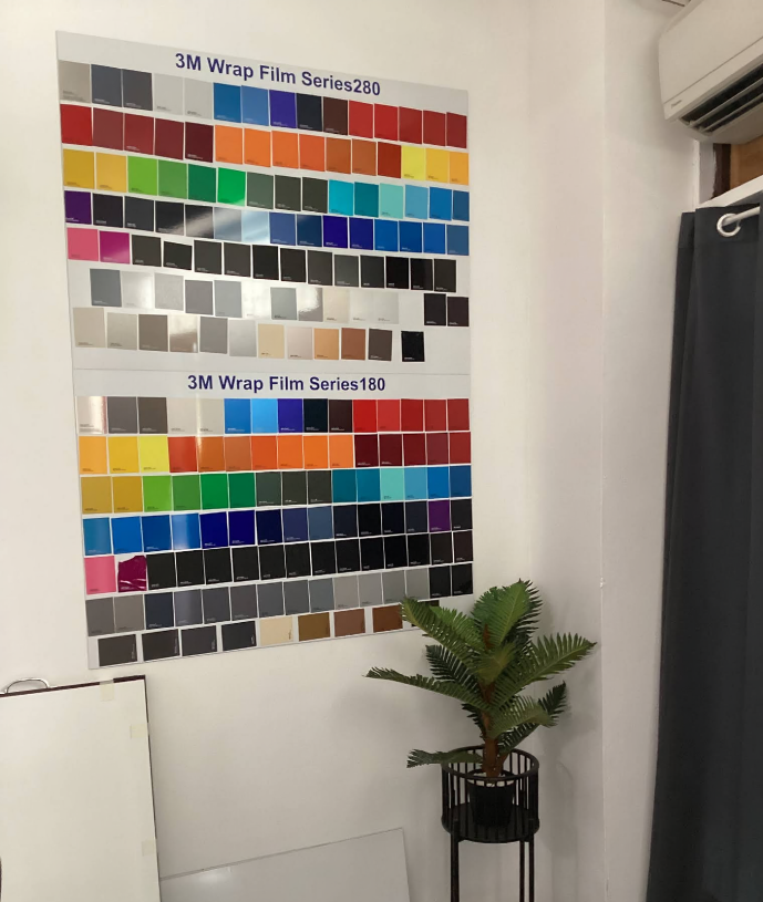 Color Swatch Display With Two 3m Wrap Film Series Charts on a Wall — Global Signage In Ingham, QLD