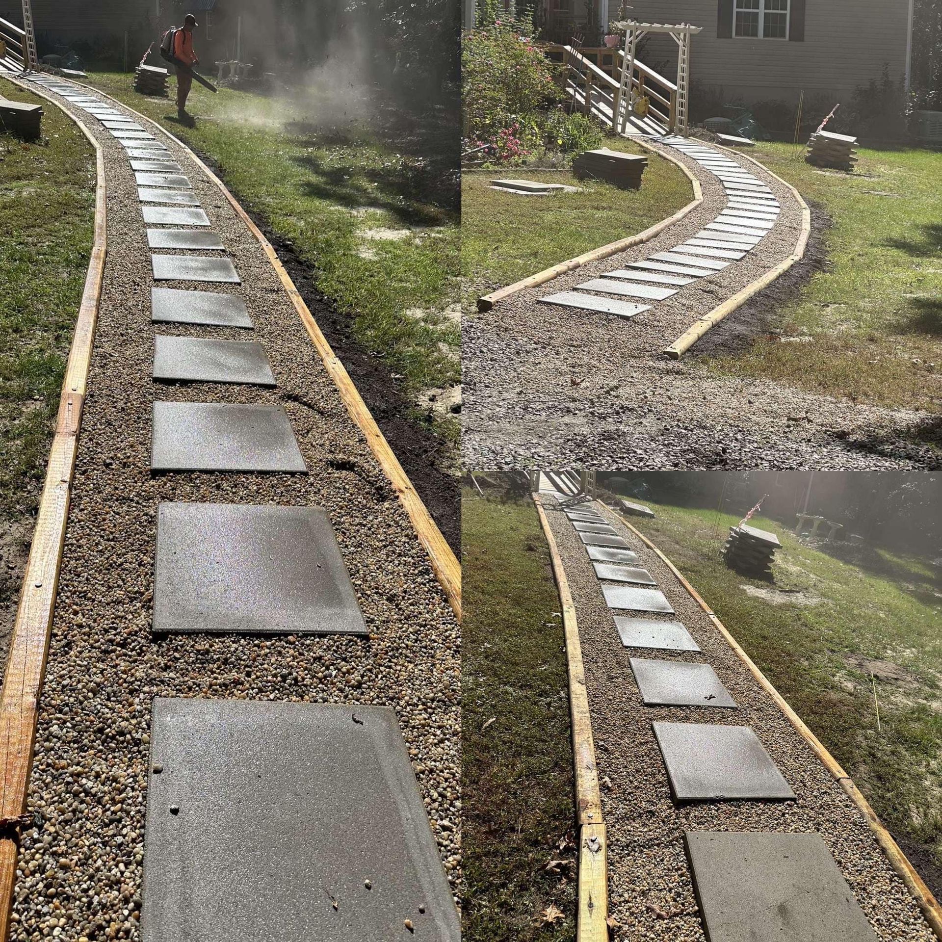 New walkway path with stone and river rock in Chesterfield, VA