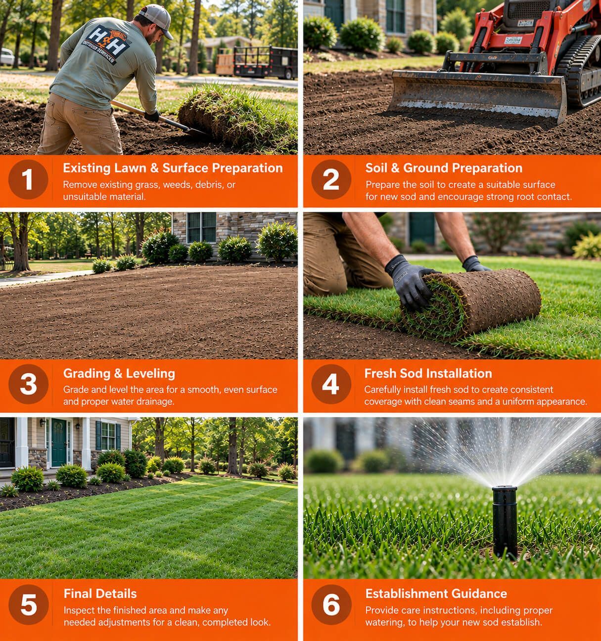 Sod installation services provided by H&H Outdoor Services.
